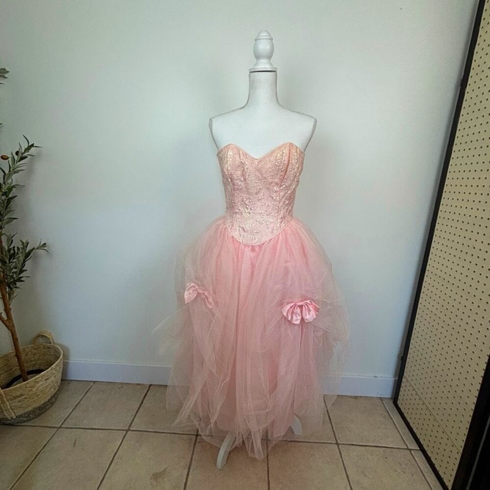 Vintage‎ Gunne Sax x Jessica McClintock Pink Tulle Corset Prom Dress- Juniors 5